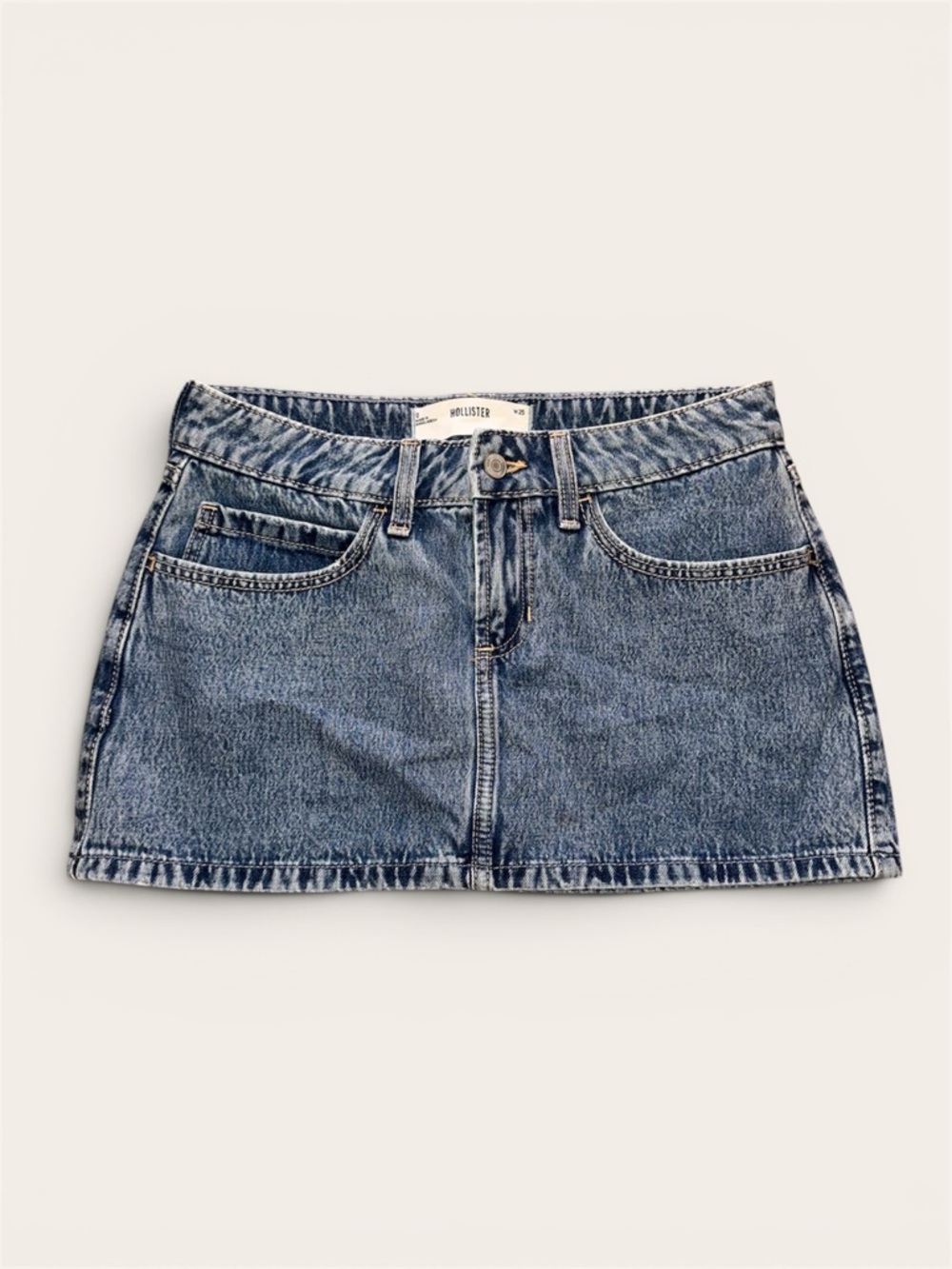 Hollister Medium Blue Low Rise Denim Mini Skirt Size 0/25